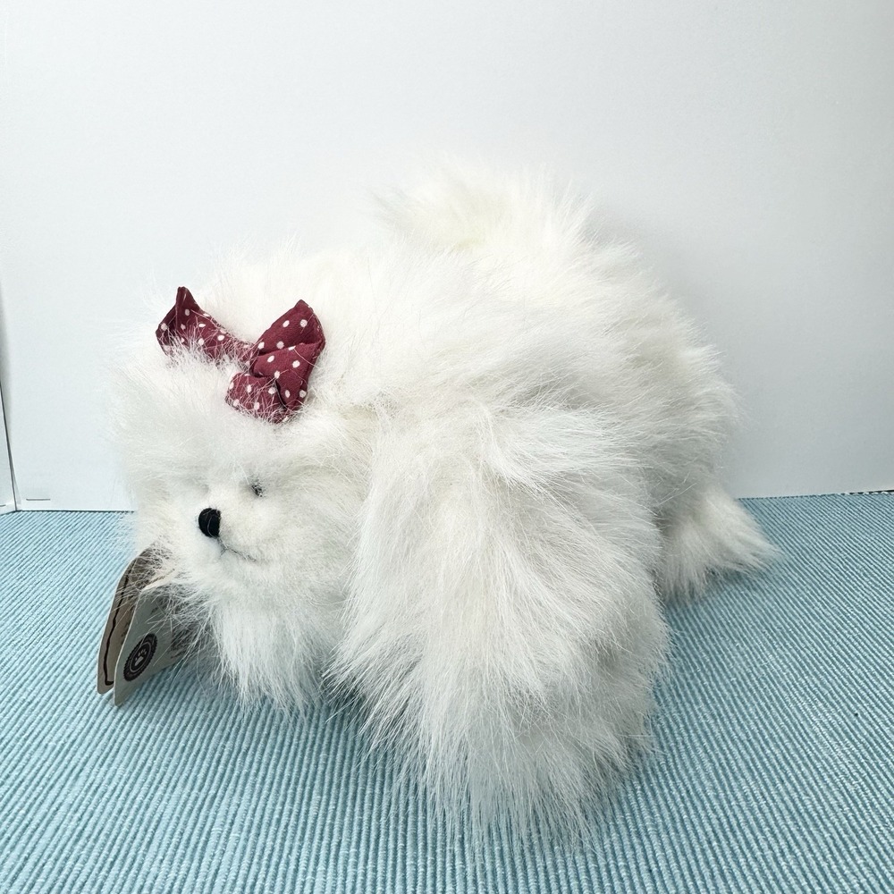 Vintage Boyds Bears Zsa-Zsa Yippsalot White Fluffy Dog Plush Beanbag Jointed 9"